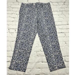 LOFT Julie Riviera Cropped Blue off white Floral Print Chinos ID70268 Sz 8 A746